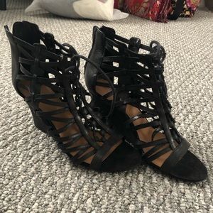 Nine West Strappy Zip Up Wedges